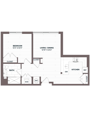 Floor Plan - 1 Bed/1 Bath - A11 Bldg F