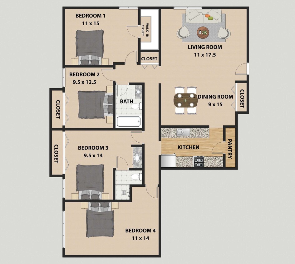 Floor Plan - 4b/2b-r