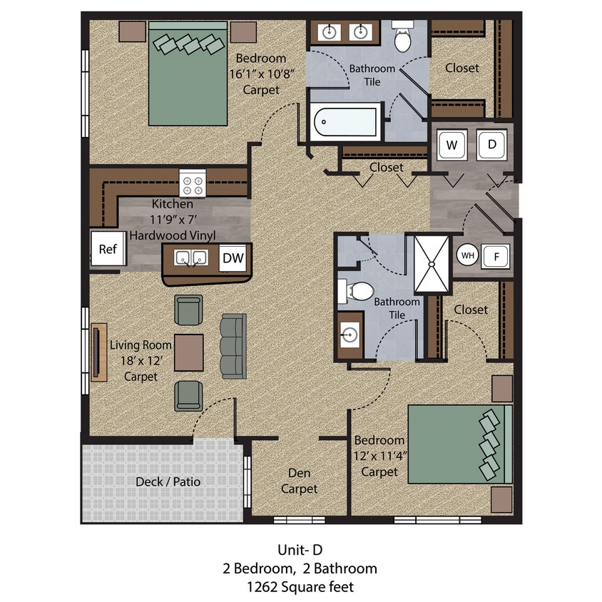 Floor Plan - 2 Bedroom Unit D