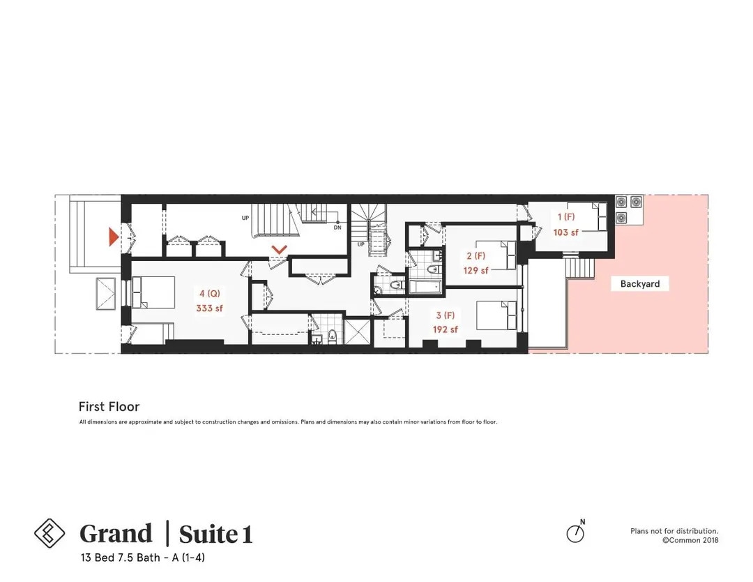 Floor Plan - Private Bedroom in Shared 13 Bed 7.5 Bath - A