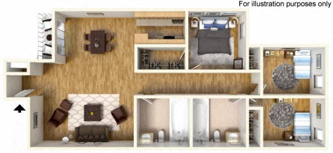 Floor Plan - 3 Bed 2 Bath Renovated