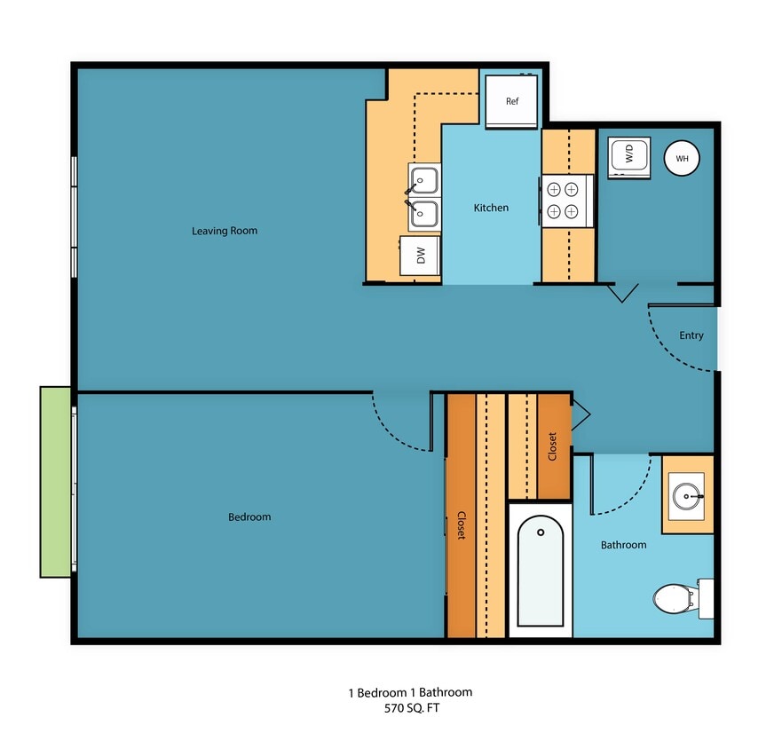 Floor Plan - One Bedroom One Bathroom