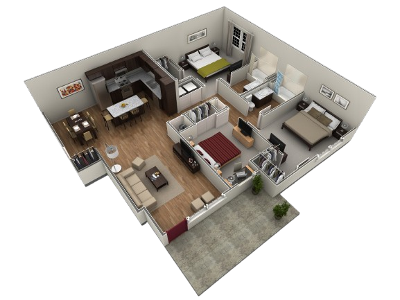 Floor Plan - 3 BR Grand Courtyard
