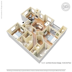 2BR/2BA - 2 Bed 2 Bath 1267 SqFt (1165 Net)