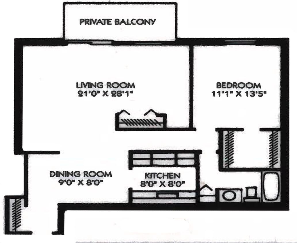 1X1 12B- 901 SQFT - 1 Bedroom, 1 Bath (901 sqft.)