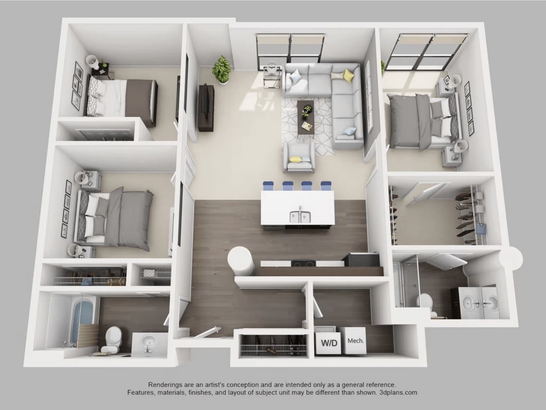 3 Bedroom 2 Bathroom - Three Bedroom Two Bath