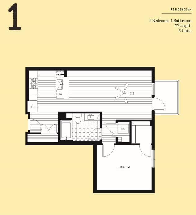 Floor Plan - 1x1 - 772