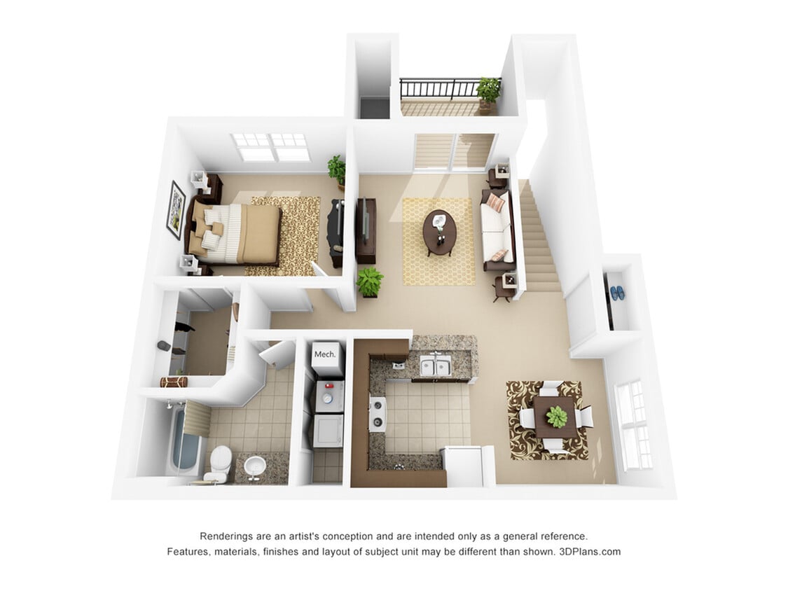 Lg1x1C - Unit B2 - One Bed/One Bath Phase 1 & 2 Classic