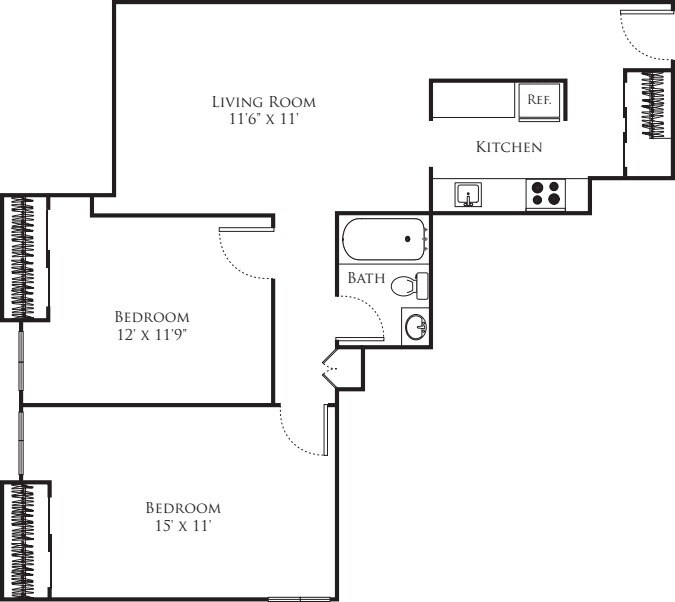 Floor Plan - Two Bedrooms