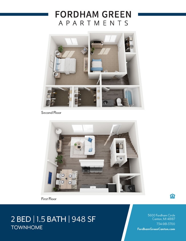 Floor Plan - 2 Bedroom 1.5 Bathroom Townhouse