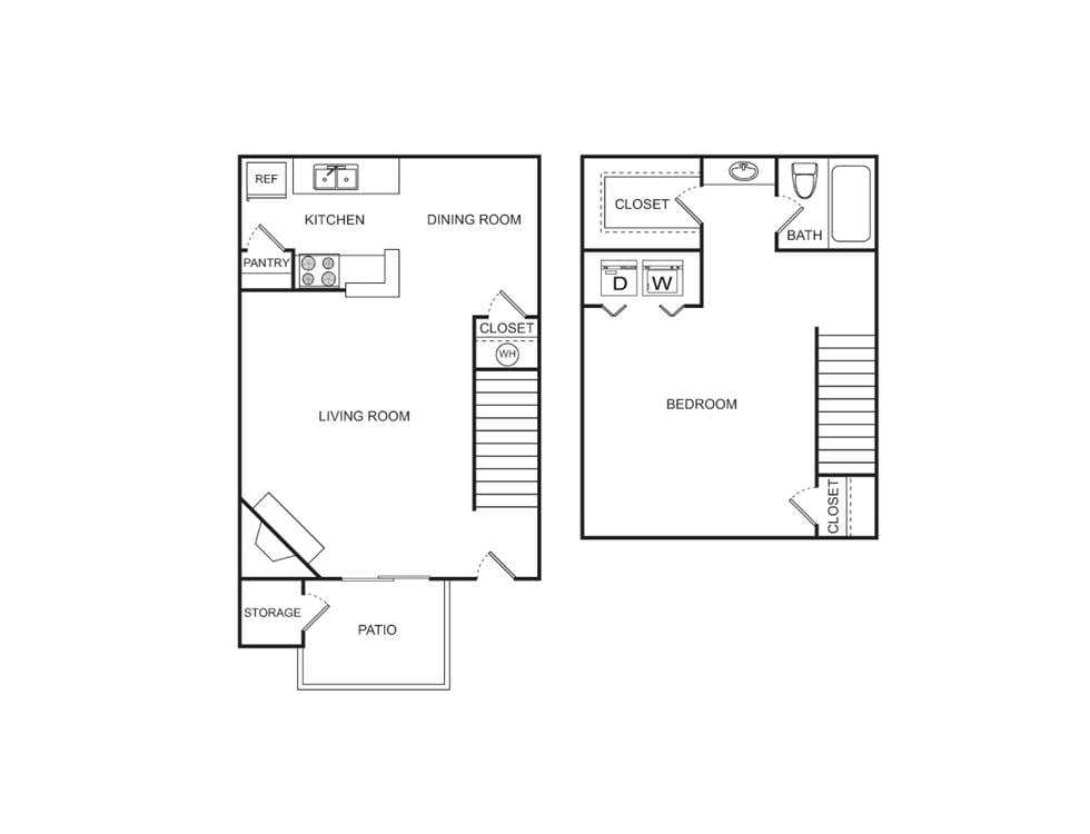1BR/1BA TH - 1 Bdrm, 1 Bthrm, 1st Flr