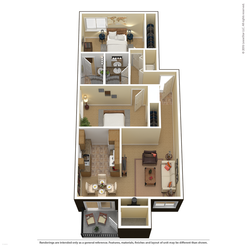 Floor Plan - 2 Bed 2 Bath (E)