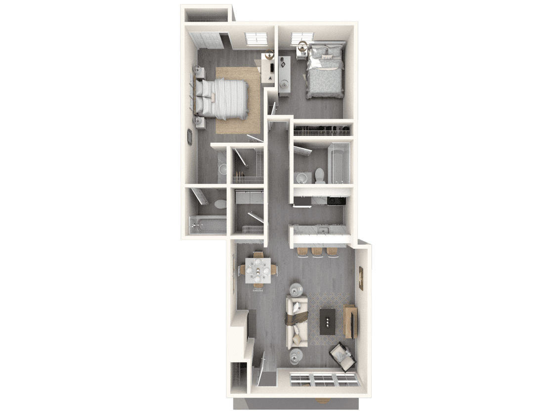 Floor Plan - 2x2 915 sqft