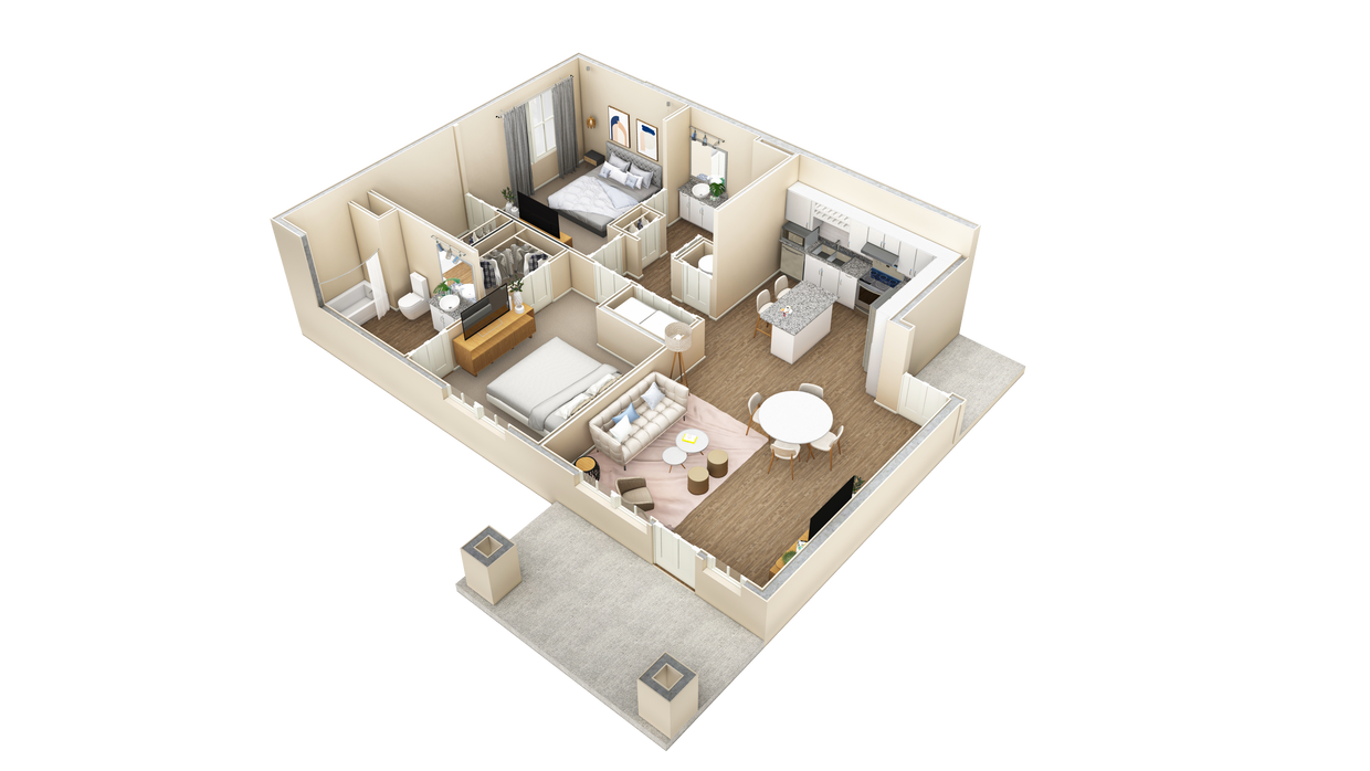 Floor Plan - 2 BR Vue Courtyard
