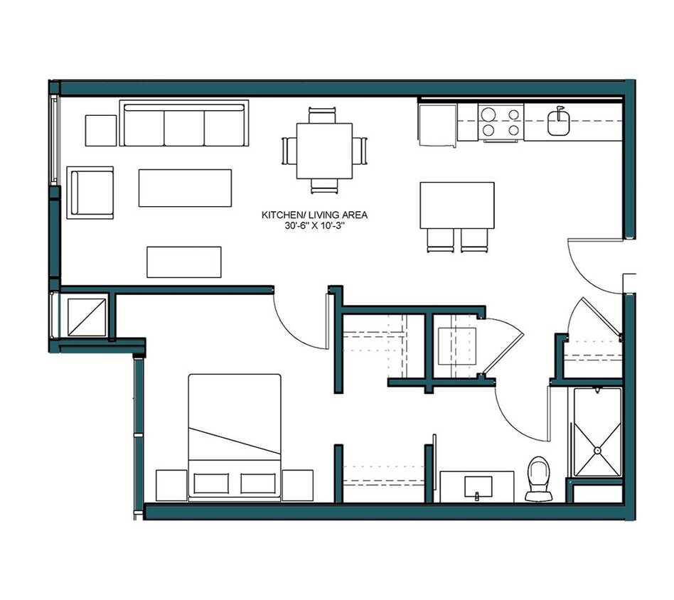 Floor Plan - 1 Bed/1 Bath-B1M