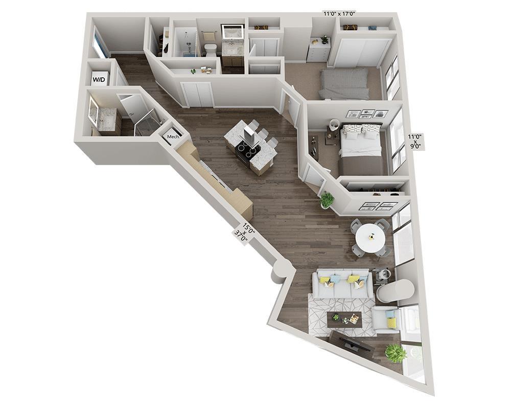 Floor Plan - Two Bedroom B2M