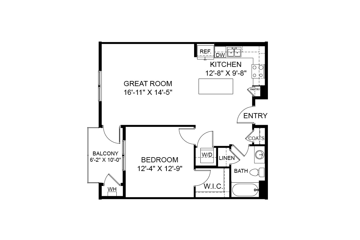 Floor Plan - 1 Bedroom 1C