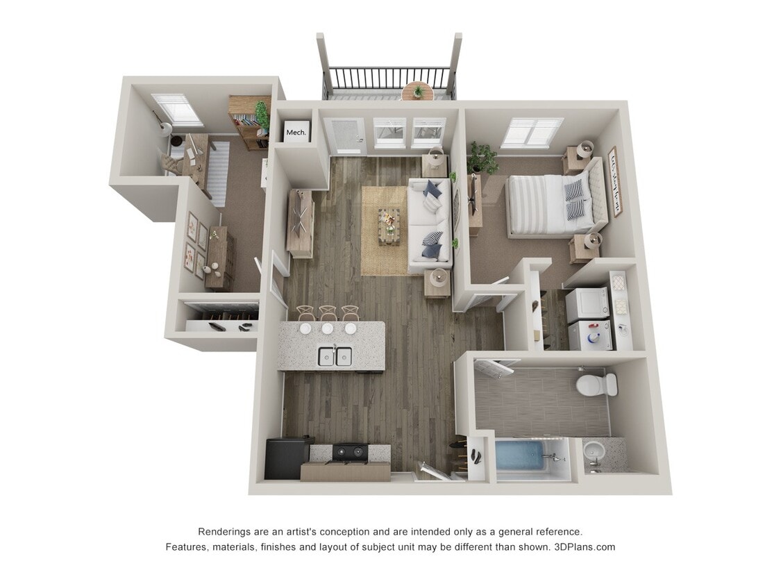 Floor Plan - 1 Bedroom 1 Bathroom with Den