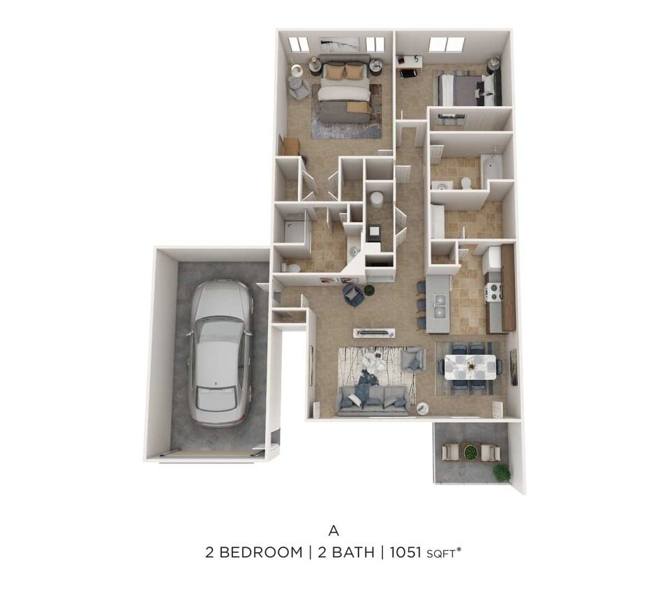 Floor Plan - Two Bedroom 2 Bath- Lower Level W/ Garage