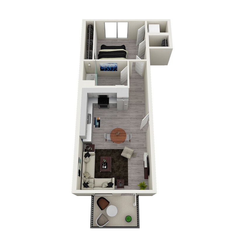 One Bed, One Bath 670-692 sq ft 1-B2 - 1x1 B.3