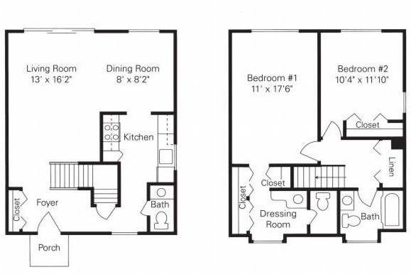 Floor Plan - 2 Bed / 1.5 Bath TH