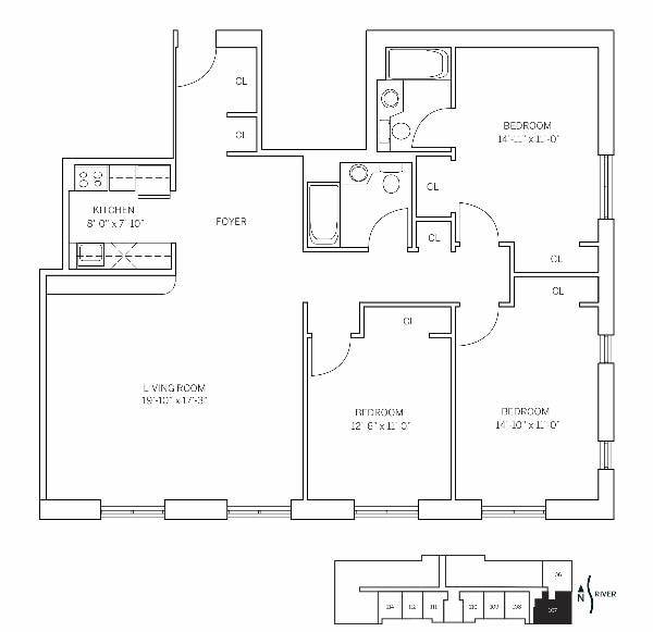 Floor Plan - ROOSEVELT HOUSE - 3 Bedrooms Two Bathroom