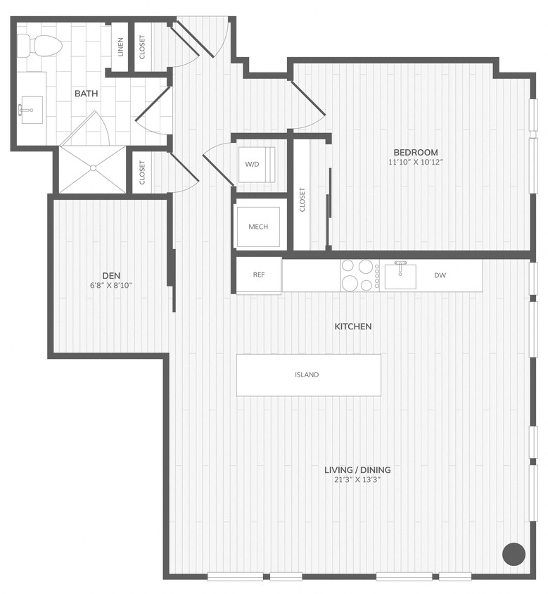 Floor Plan - 1 Bed/1 Bath Den Medley Penthouse