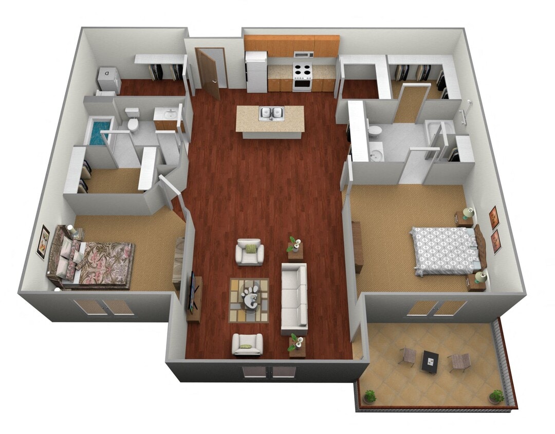 Floor Plan - 2 bedroom, 2 bathroom Large