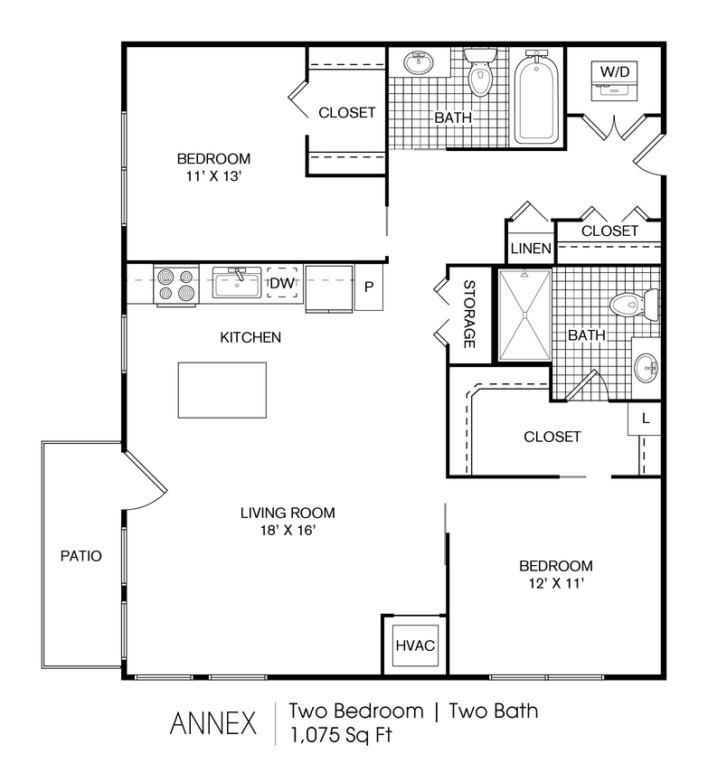 Floor Plan - Annex 2 Bedroom 2 Bath