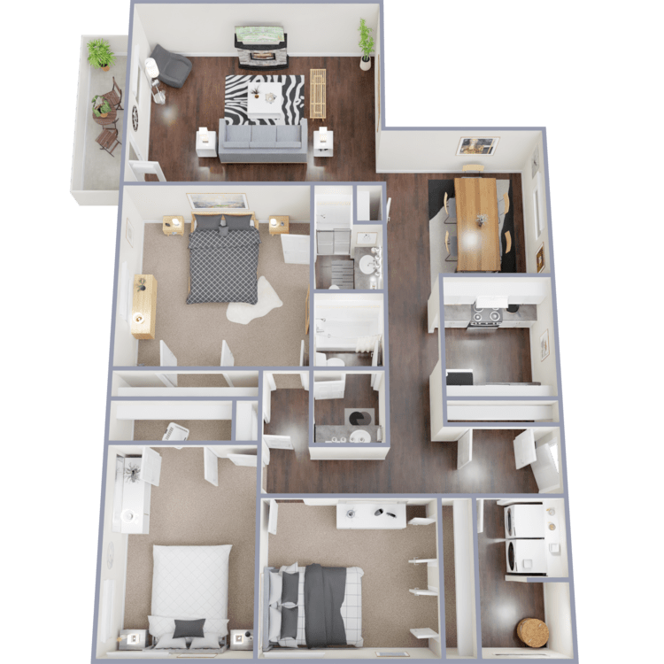 Floor Plan - 3 Bedroom 2 Bath	
