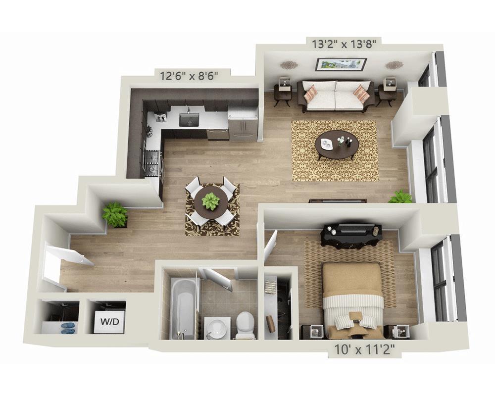 Floor Plan - One Bedroom A1B