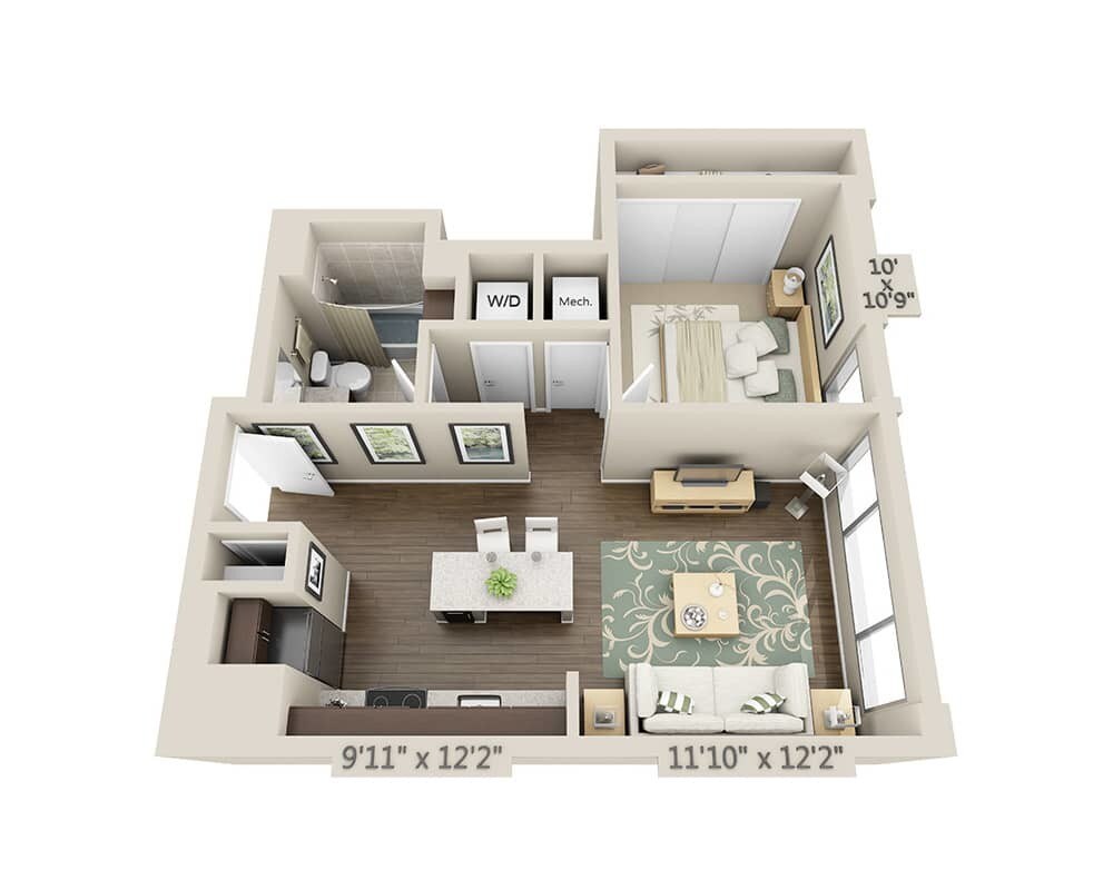 Floor Plan - One Bedroom A1C
