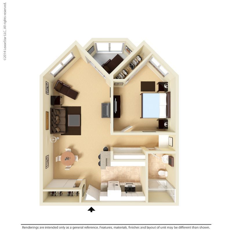 Floor Plan - Extra Large 1 Bed 1 Bath
