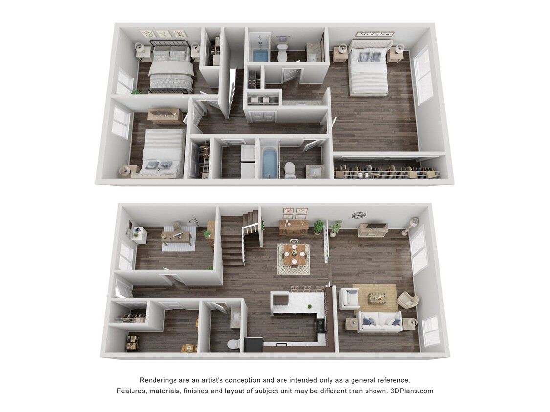 Floor Plan - C4 - 3 Bed 2.5 Bath w/ Den Townhome