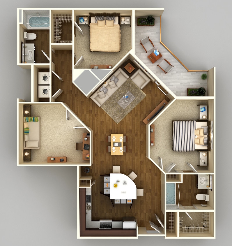 Floor Plan - 2x2 Den G