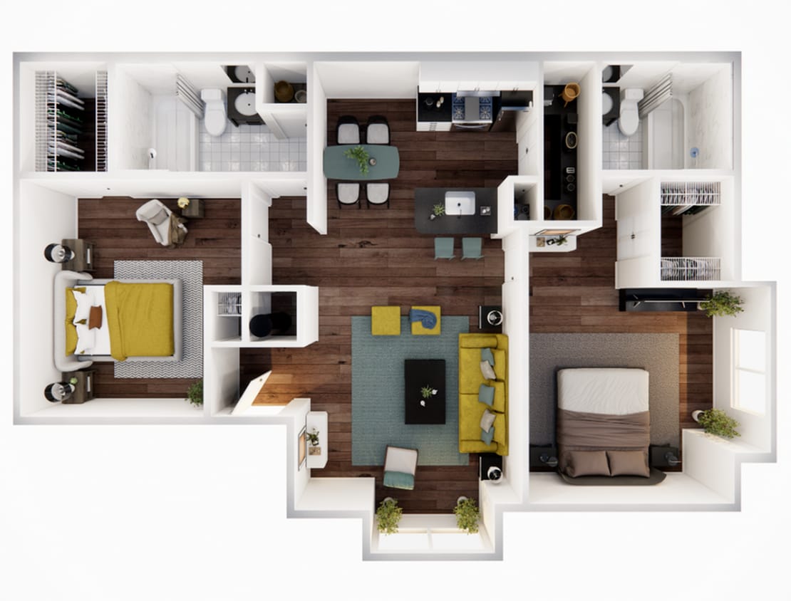 2 Bed, 2 Bath - B1R - 2 Bed, 2 Bath