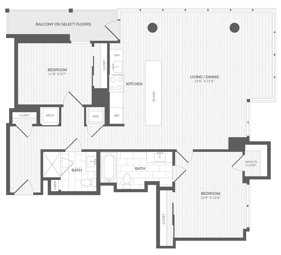 Floor Plan - 2 Bed/2 Bath-B East Medley