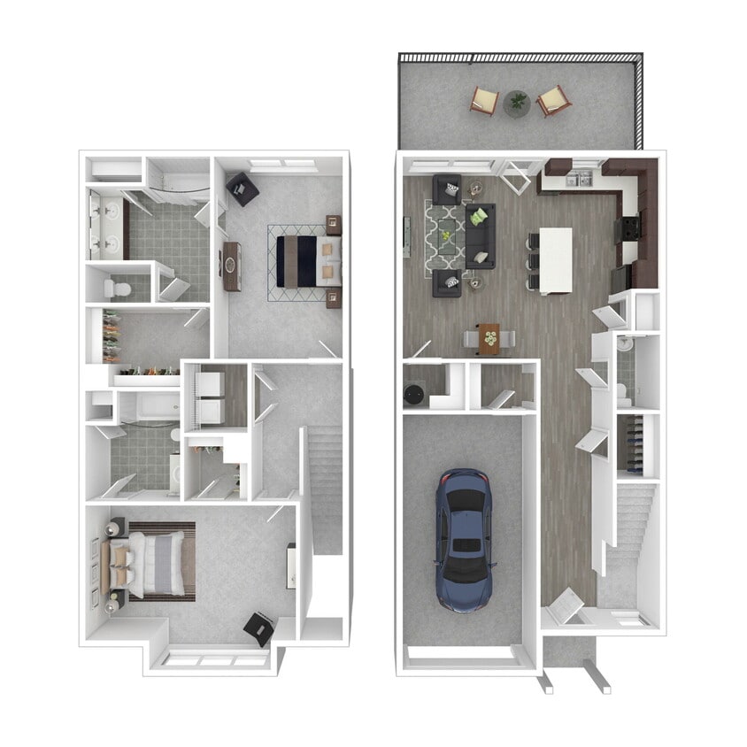 Floor Plan - Plan F 2 Bed x 2.5 Bath
