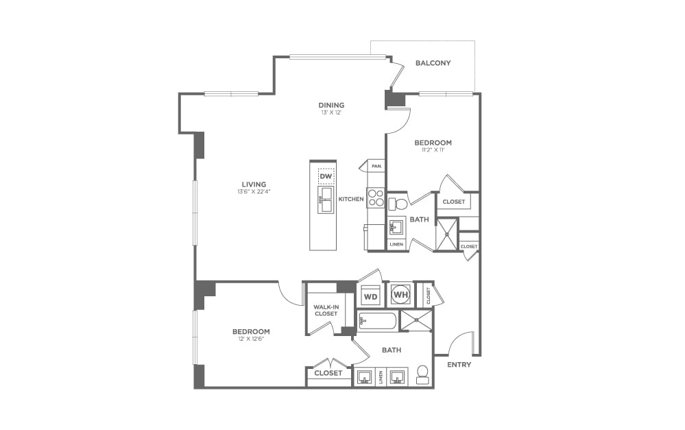 Two Bedroom Two Bath (1,274 SF) - Two Bedroom Two Bath (1,274 SF)