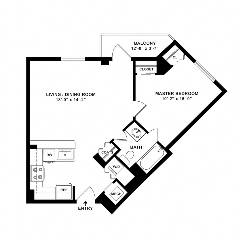 Floor Plan - 1 Bed/1 Bath-A06R
