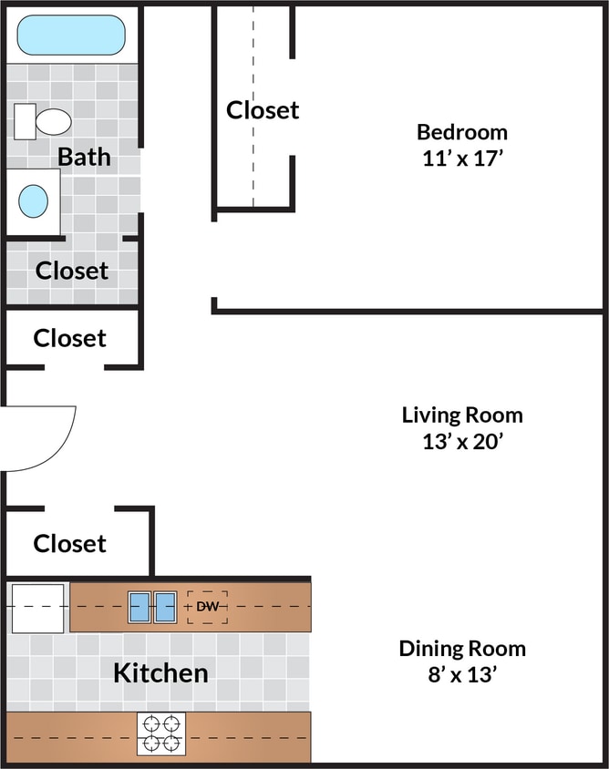 Floor Plan - 1 Bedroom - 10 Tier