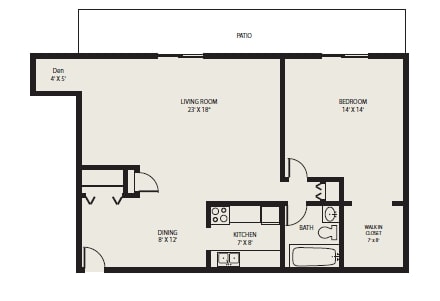 1BR/1BA - 1 Bed, 1 Bath + Den (B1)