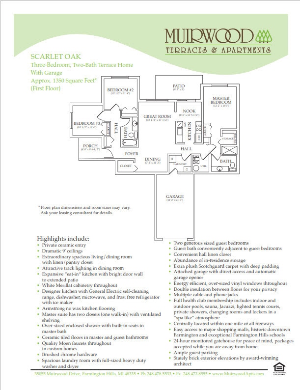Floor Plan - The Scarlet Oak - includes a 1 car attached garage