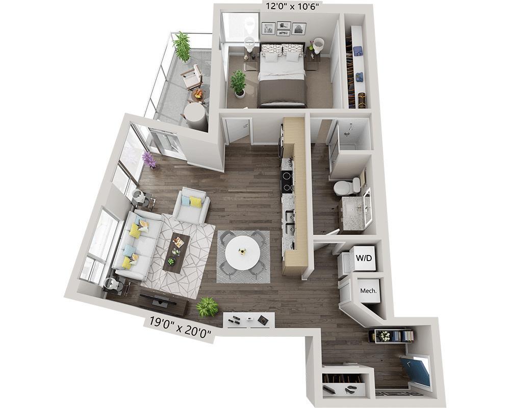 Floor Plan - One Bedroom A1Y