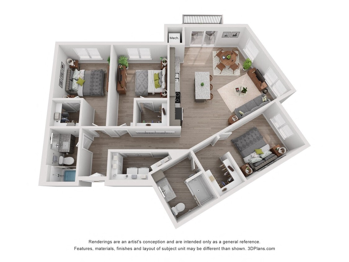 Floor Plan - 3 Bedroom C - 80