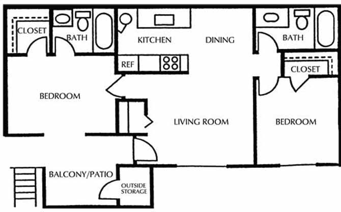 2BR/2BA - 2 Bedroom 2 Bathroom
