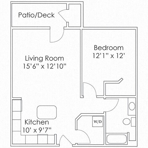 Floor Plan - 1 Bed, 1 Bath - A4 831 SF