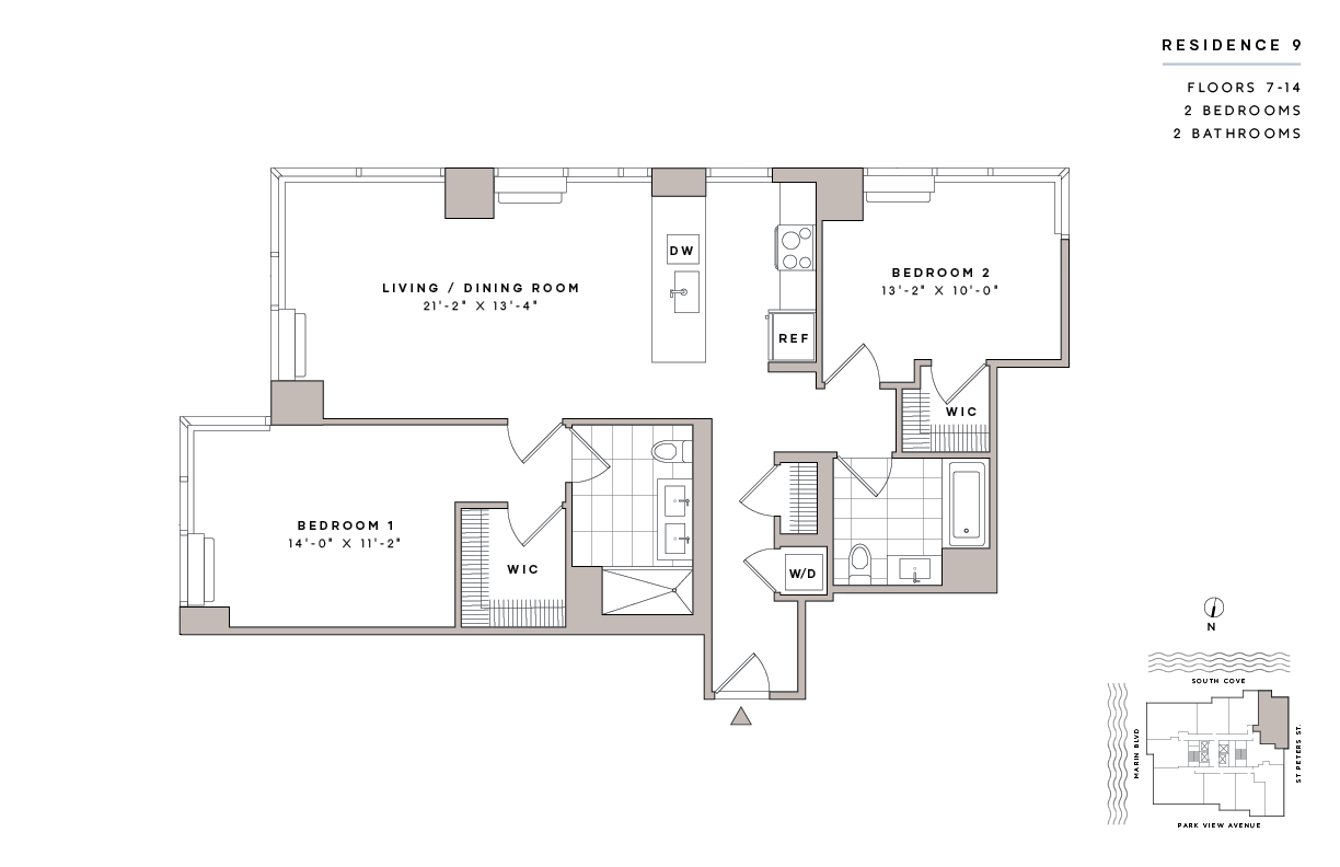 Floor Plan - 2 Bed2 Bath-B1