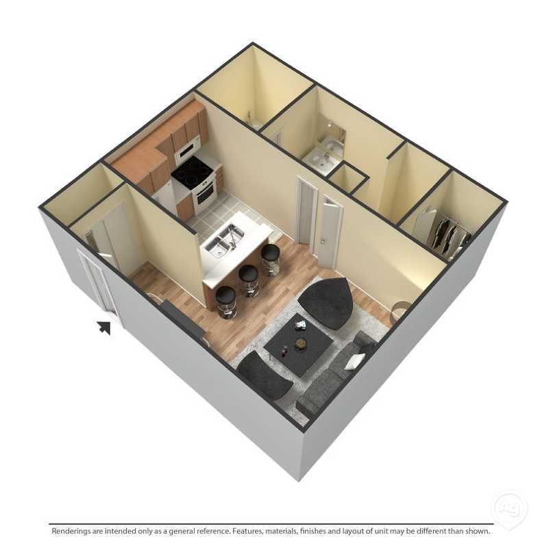 Floor Plan - 1 Bed 1 Bath