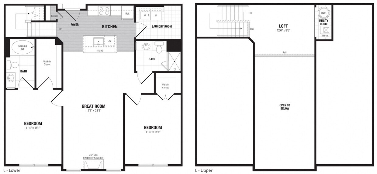 Floor Plan - 2 Bed/2 Bath Loft-L